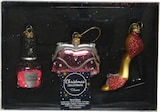 thumbnail of 3er Beauty Fashion Set Glas 7cm Christbaumschmuck Weihnachtskugeln Mode rosa rot