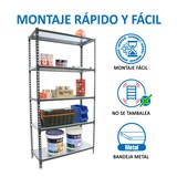 thumbnail of SimonRack Estante Metálico 1500x1100x300 mm, 4 Prateleiras em Aço, 200 kg por Nível, Antrazite/Branco – Simonclick