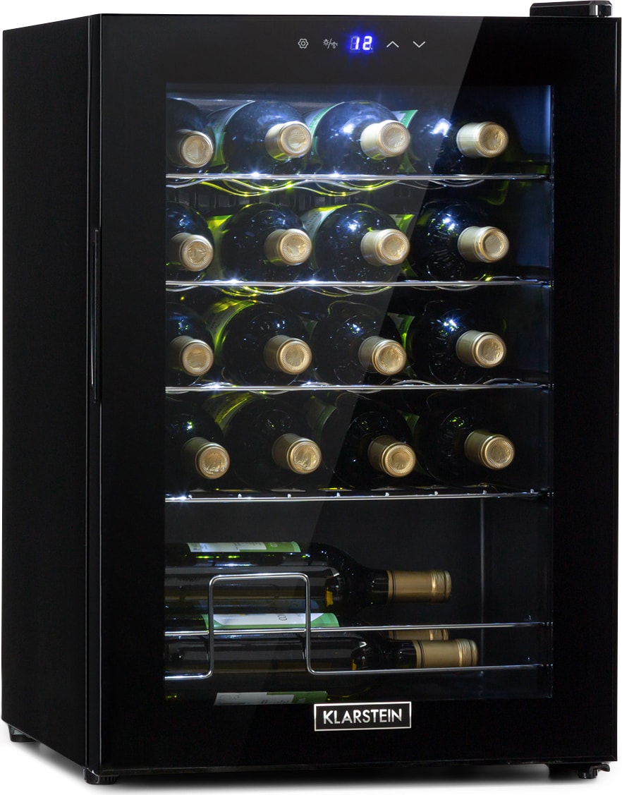Klarstein Shiraz 20 Uno Weinkühlschrank 53l 20Fl Touch-Bedienfeld 5-18°C Schwarz