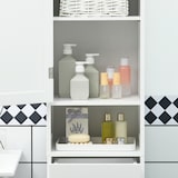 thumbnail of Columna de baño moderno mueble auxiliar de baño con 2 puertas 1 cajón estante abierto y estantes ajustables antivuelco 40x30x164 cm