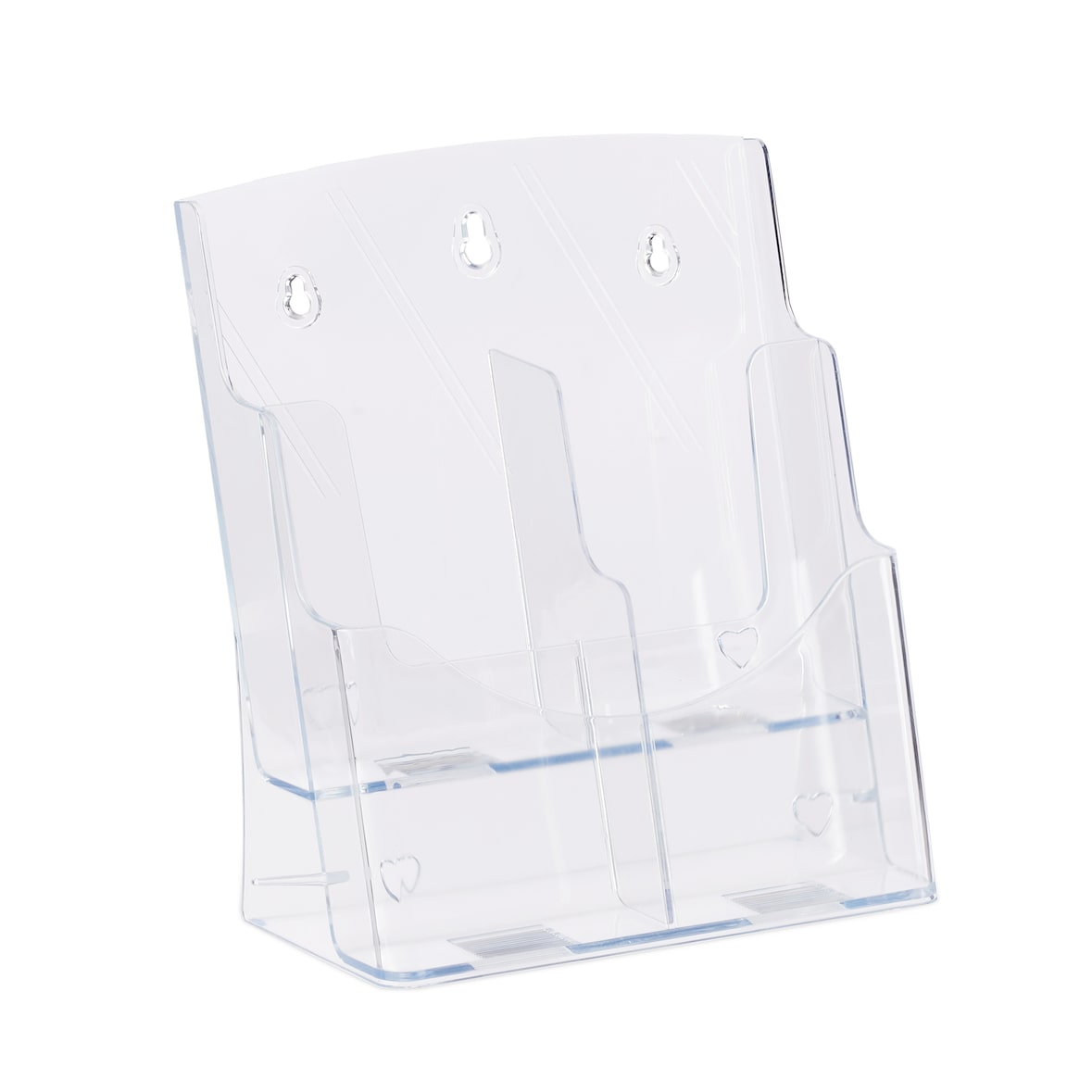 Relaxdays Prospekthalter A4 / DIN Lang, 2 Etagen, Acryl, Flyer Aufsteller Tisch & Wand, HBT: 27,5x24x15cm, transparent