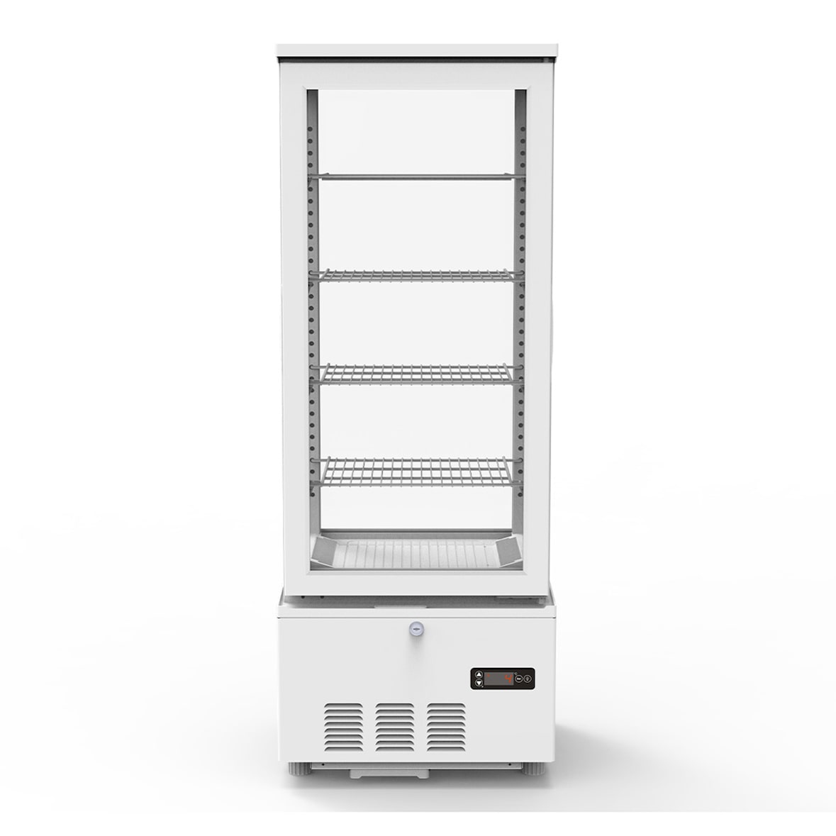 Vitrina refrigerada con 1 puerta, 4 estantes, acero inoxidable/cristal, 115.4x43.4x39.8 cm, refrigeración por aire, 92L, blanca, TOPLINE 10587 Vaiotec