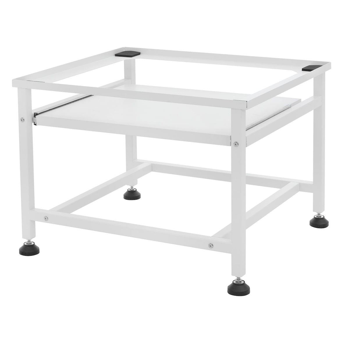 ML-Design Waschmaschinen-Untergestell Weiß 62,5x53,5x45 cm | Ablage, Stahl, 150 kg, höhenverstellbar