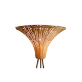 thumbnail of SalesFever Staande lamp met rieten kap 150 cm | kap rotan | metalen frame | B 55 x D 55 x H 150 cm | natuur - messing