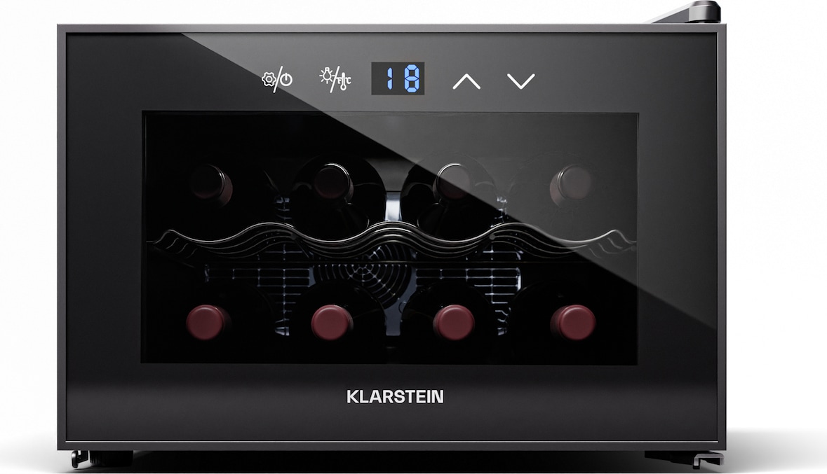 Klarstein Shiraz 8 Uno Weinkühlschrank 8 Flaschen 8 - 18 °C Touch-Control Schwarz