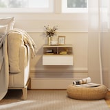 thumbnail of HOMCOM Conjunto de 2 Mesas de Cabeceira Flutuante com 1 Gaveta e Prateleira Aberta Montado na Parede 35x32x22,5 cm Carvalho Branco