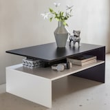 thumbnail of Wohnzimmertisch 90 x 43 x 60 cm mit Ablage Holz Schwarz / Weiß, Design Wohnzimmer Couchtisch zweiteilig mit Stauraum, Sofatisch eckig Kaffeetisch