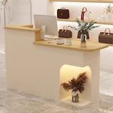 thumbnail of Rezeption Theke Bar Empfangstheke empfangstisch Counter Kassentisch Holzoptik und Beige 120cm L