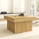 thumbnail of Holztisch quadratisch 79x79x46 cm, Kaffeetisch Wohnzimmer Tisch minimalistisch PB MDF Holzfarbe kompakt modern skandinavisch robust stabil