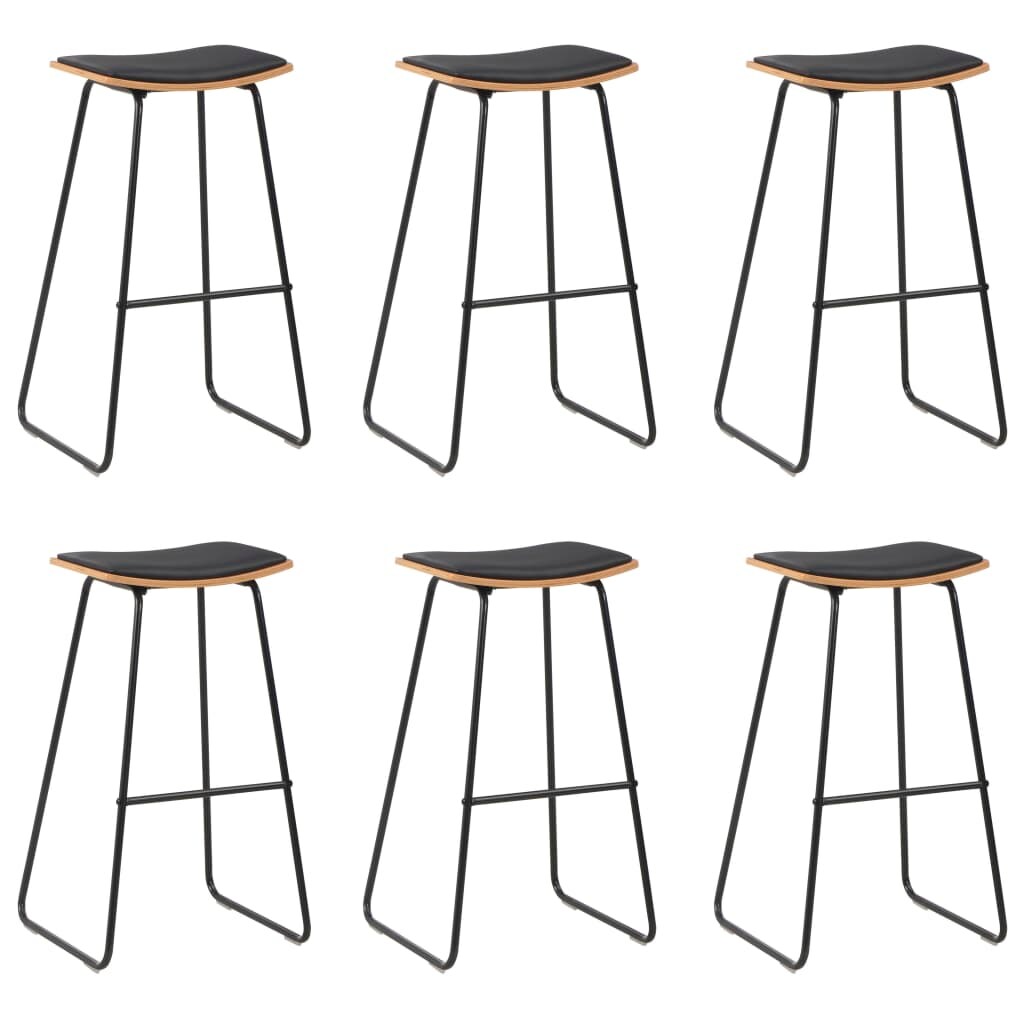 Tabourets De Bar Lot De 6 Noir Similicuir