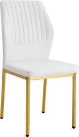 thumbnail of Esszimmerstühle 4er-Set aus Metall und PU-Leder in Weiß-Gold, Höhe 93 cm, mit Polsterung