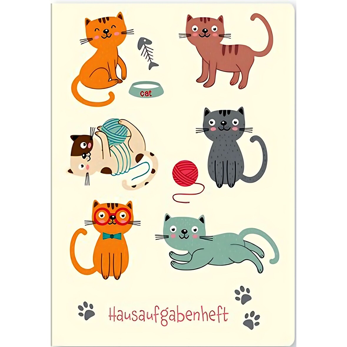 ADINA Hausaufgabenheft A5 (Katzen) für Schlaue Faule