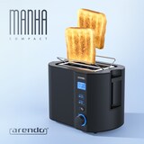 thumbnail of Arendo 2-Scheiben Toaster mit 6 Bräunungsstufen, LCD-Display mit Restzeitanzeige, 800 Watt, Auftaufunktion, Brötchenaufsatz, Schwarz