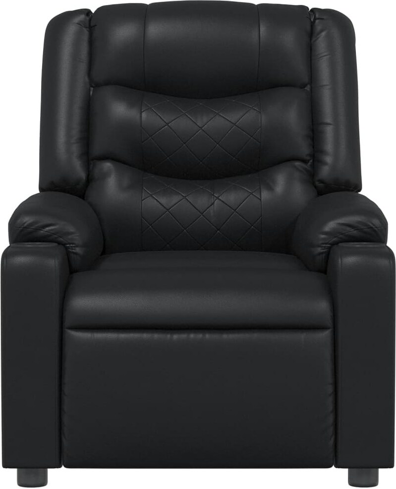 Ein schwarzer Massagesessel aus Leder.