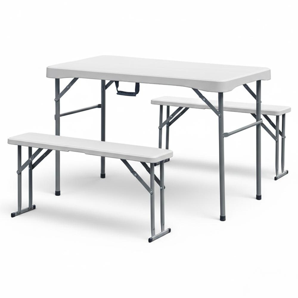 YOEVU kit mesa plegable y bancos portátil 113x61x74cm HDPE acero plegable resistente