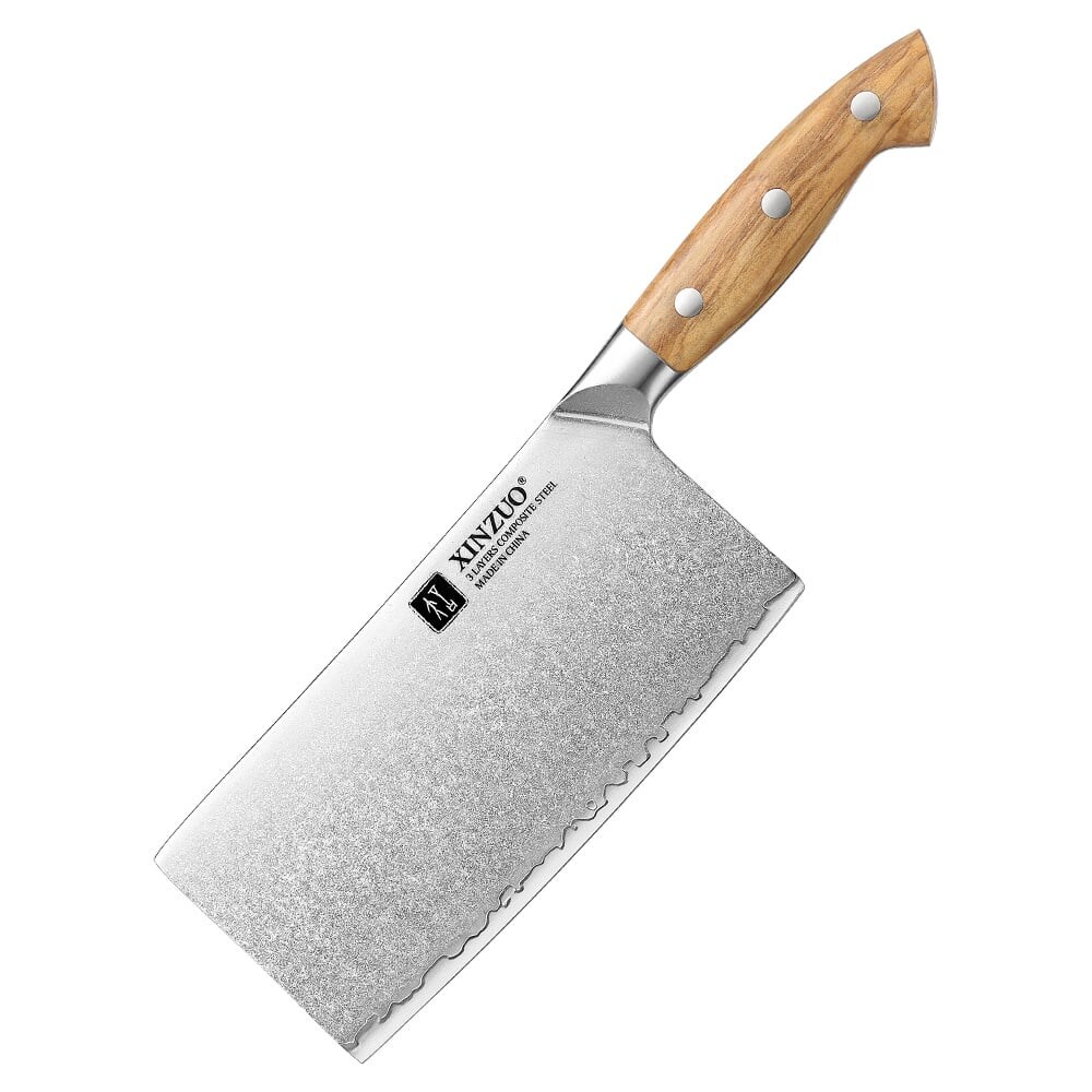 XinZuo - Chinesisches Hackmesser – X02O Pin Serie - 18 cm - hergestellt aus 3-lagigem Verbundstahl
