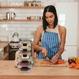 thumbnail of Relaxdays Glasbehälter mit Deckel, 12er Set, 5 Größen, Frischhaltedose, Kunststoffdeckel, luftdicht, transparent/schwarz