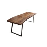 thumbnail of Esstisch Baumkante Akazie nussbaum 260 x 100 schräges U-Gestell schwarz HALMSTAD