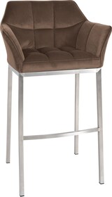 thumbnail of CHEFGASTRO Barhocker PHILADELPHIA Edelstahl Samt mit 4-Fuﬂ Gestell HxBxT 110x64x48cm Samt Braun Barstuhl