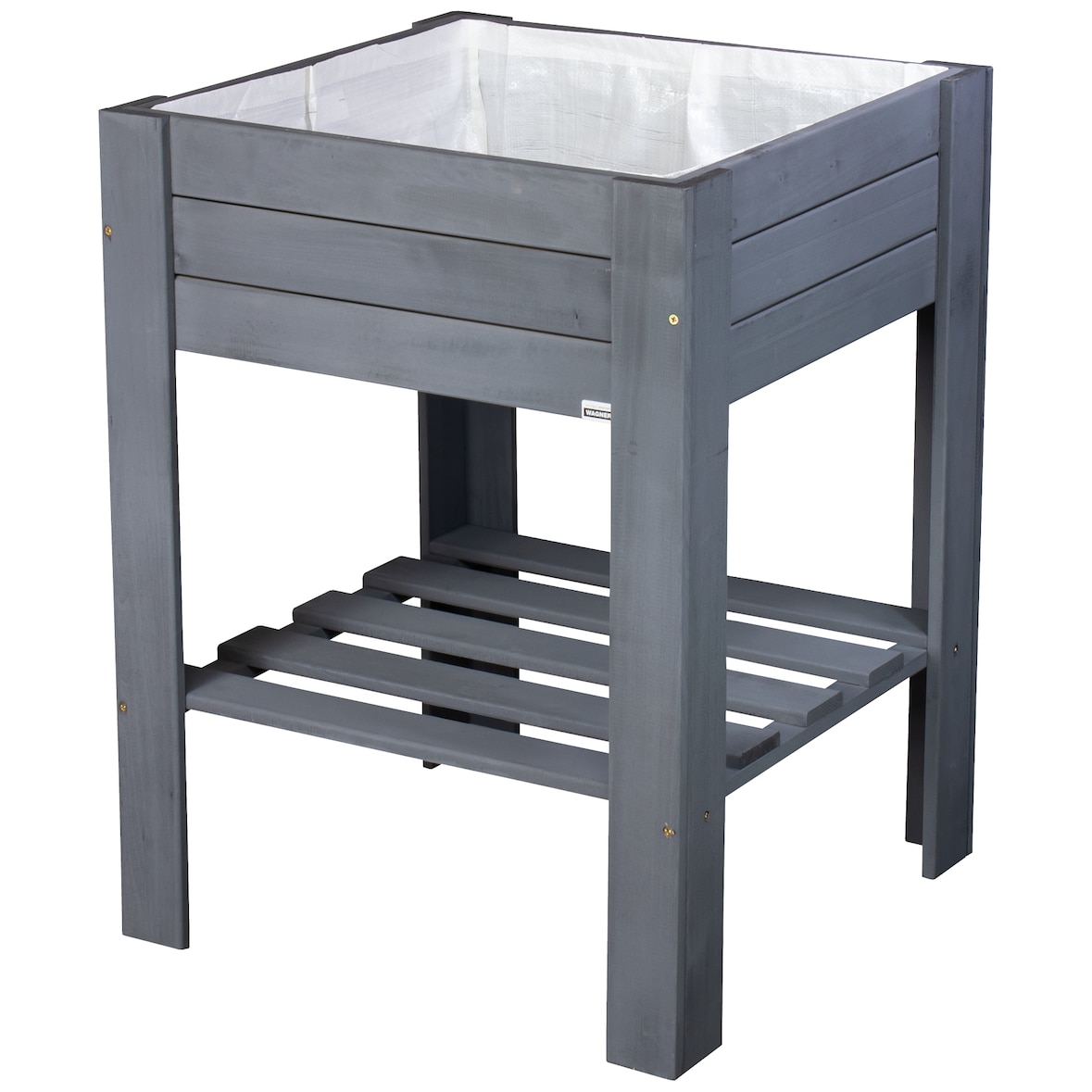 WAGNER GreenFAMILY Hochbeet GreenBOX Light - 53,5 x 53,5 x 70 cm, Massivholz anthrazit, Regalboden&Pflanztasche-25035001