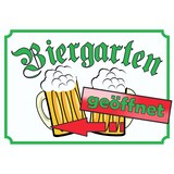 thumbnail of Biergarten geöffnet Schild Pfeil links A6 Rückseite selbstklebend