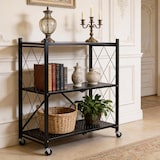 thumbnail of WellHome - Scaffale di stoccaggio pieghevole con 3 ripiani e ruote in nero - 71x34x89 cm