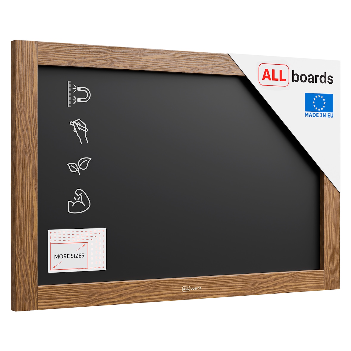 ALLboards Tableau à Craie Noir Magnétique avec Cadre en Bois 60x40 cm
