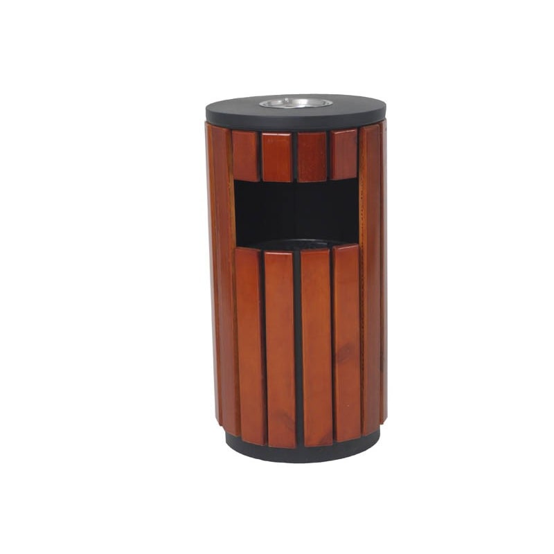 Papelera circular de 40 l de madera marca jami. Papelera cenicero circular en madera.