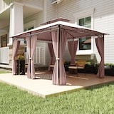 thumbnail of Outsunny cenador de jardín 3x4 m gazebo de exterior con paredes laterales doble techo 6 puertas con cremallera y 8 orificios de drenaje para terraza