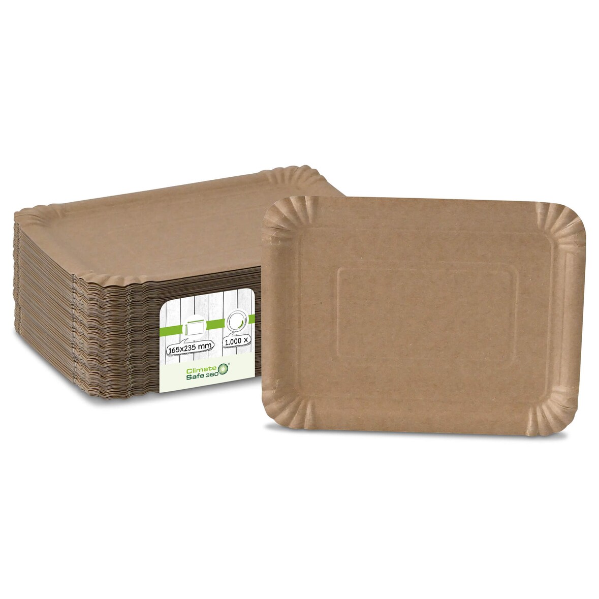 greenbox - Pappteller 17 x 23 cm, braun, rechteckig, 1000 St.