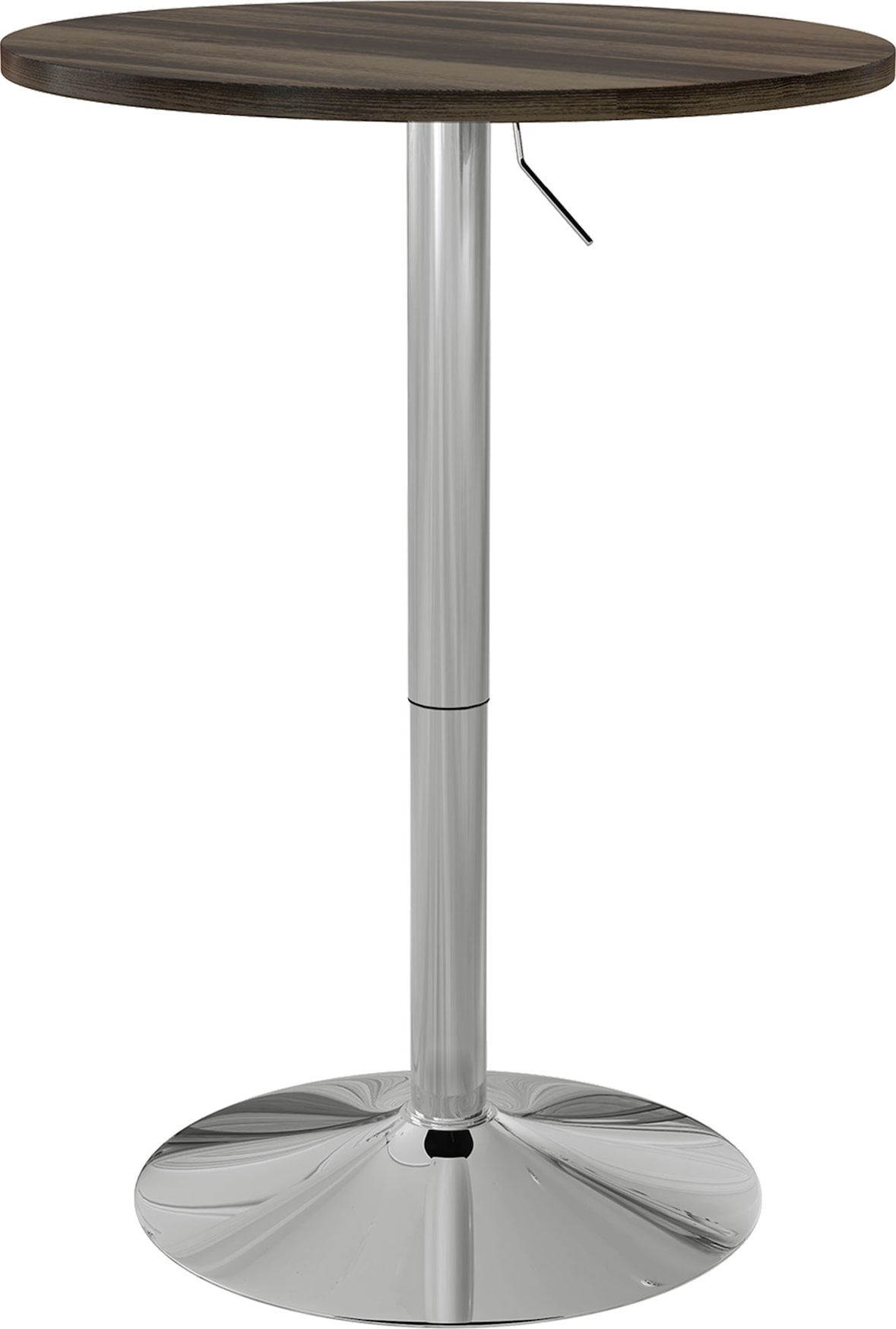 Runder Bartisch, höhenverstellbar & 360° drehbar, verzinkter Stahlfuß, Ø60 x 69–91 cm, Braun