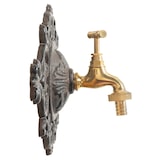 thumbnail of Moritz Garten Wasserhahn Zierrosette 34 x 18 cm mit Wasseranschluss Nostalgie Zapfstelle antik braun Stil