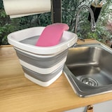 thumbnail of Faltbarer Eimer, CLEAN SILE 5l eckig Kunststoff grau/weiß hjh OFFICE
