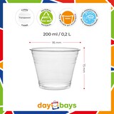 thumbnail of DayBays 800 Stk. Smoothie Becher 200ml Ø95mm Shakebecher 0,2L transparent RPET