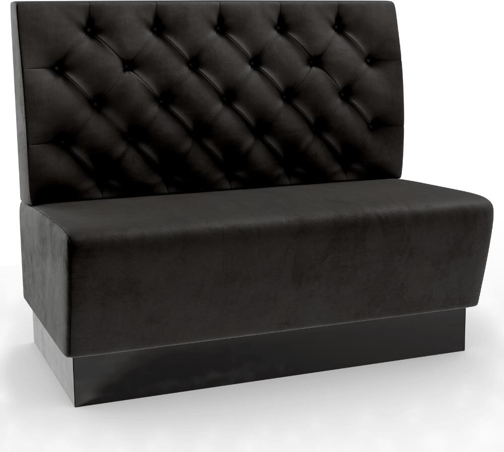 Gastro Sitzbank Amsterdam | 200 cm breit | Samtstoff in Schwarz | Chesterfield | Dinerbank