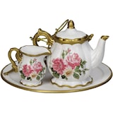 thumbnail of Christbaumschmuck 9cm Keramik Teeservice Figur Handbemalt & mit Glitzer Weihnachtsbaum Anhänger Weihnachten Weihnachtsbaumschmuck Teekanne Weiß Gold