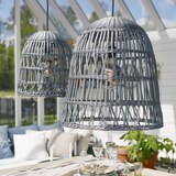 thumbnail of Lampenschirm BELL Rattanstil outdoor mit E27 Fassung H: 50cm grau für Außen
