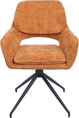 thumbnail of 2er-Set Esszimmerstuhl HWC-N74, Küchenstuhl, drehbar Auto-Return, Stoff Chenille (490g/m²) Öko-Tex ~ ocker-gelb
