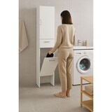 thumbnail of Dmora Armadio multiuso Escolzia, Mobile lavanderia lineare a 2 Ante, Colona da bagno con cestello portabiancheria, 45x32h195 cm, Bianco