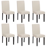 thumbnail of Conjunto de 6 cadeiras de sala de jantar Cadeira de cozinha Littau ~ imitação de couro, branco, pernas escuras