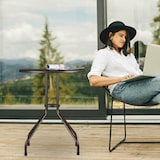 thumbnail of Relaxdays Gartentisch rund, Rattan Optik, Balkontisch klein, Kunststoff und Metall, Bistrotisch, HxD: 74x60 cm, braun