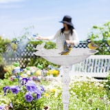 thumbnail of Relaxdays Vogeltränke Gusseisen, Vogelbad mit Ständer, Wildvogeltränke für Garten, antikes Design, 74,5 cm hoch, weiß