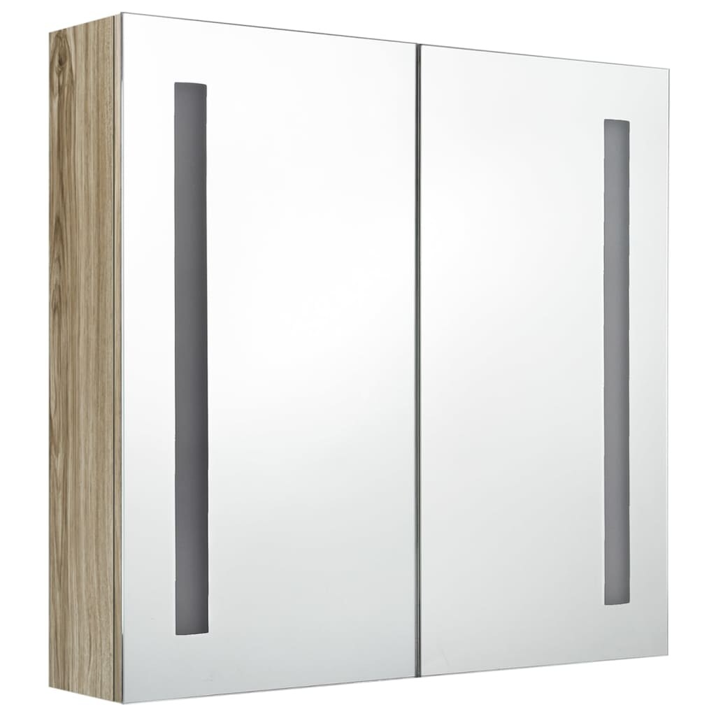 Helloshop26 - Armoire de salle de bain à miroir led 62 x 14 x 60 cm chêne 02_0006592