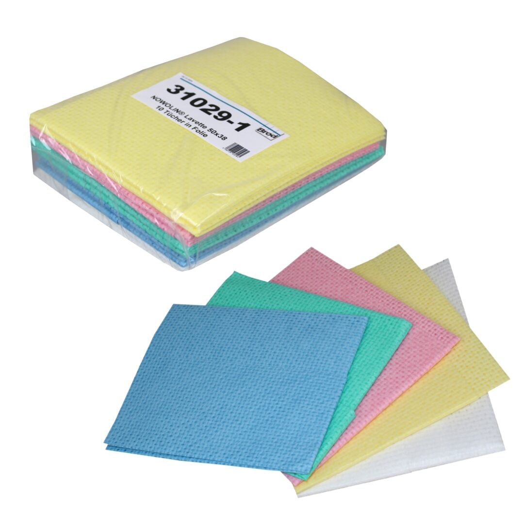 NOWOLIN® Extra Plus Lavette 80, bunt, Universaltücher mit Textilcharakter, grobe Lochstruktur, 60 % Viskose, 40 % Polyester, ca. 50x38 cm, 10 Tücher