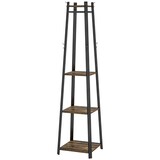 thumbnail of HOMCOM Appendiabiti da Terra con 8 Ganci e Ripiani Centrali Marrone