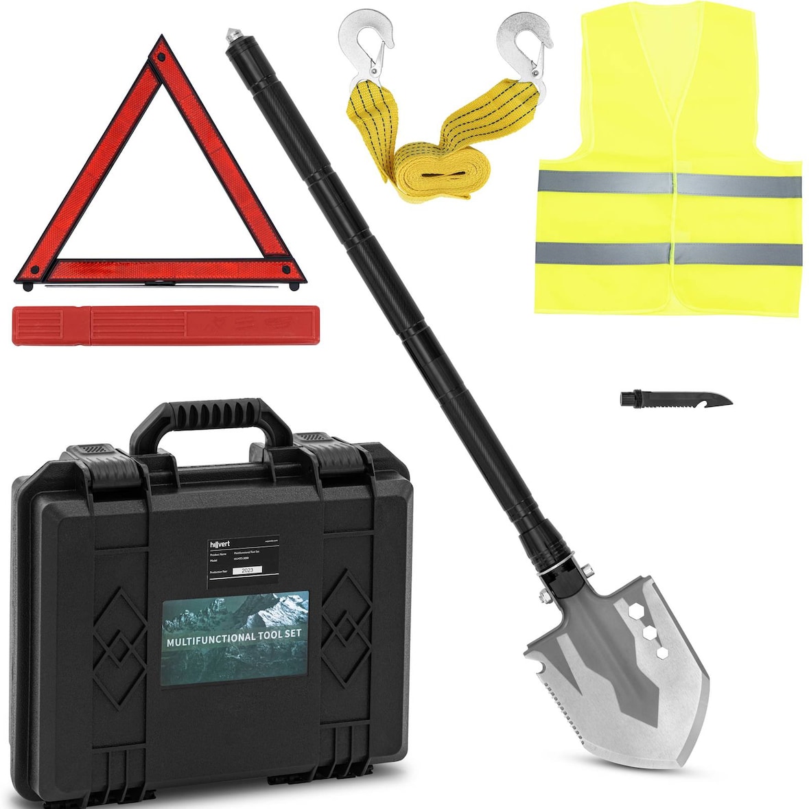 hillvert Survival-Spaten - 11 Funktionen + Koffer