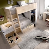 thumbnail of Dmora Letto per bambini Marmolada, Cameretta completa con armadio e cassetti, 255x112h150 cm, Bianco e Rovere
