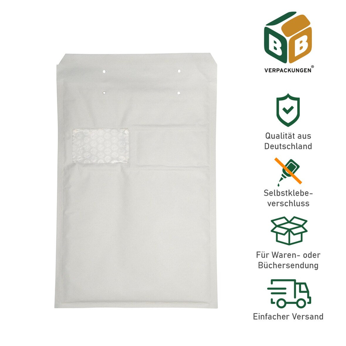 400 x Luftpolsterversandtasche mit Fenster 7 / G (230 x 340 mm) Versandtasche gepolsterte Briefumschläge Polsterversandtaschen BB-Verpackungen