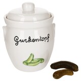 thumbnail of Gurkentopf Gürki 3 Ltr Porzellan weiß Gurkenmotiv Gärtopf Sauerkrauttopf Rumtopf