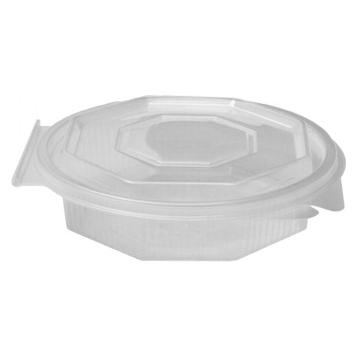 250x Achteckbecher klar mit angehängtem Deckel  250 ml (PP)